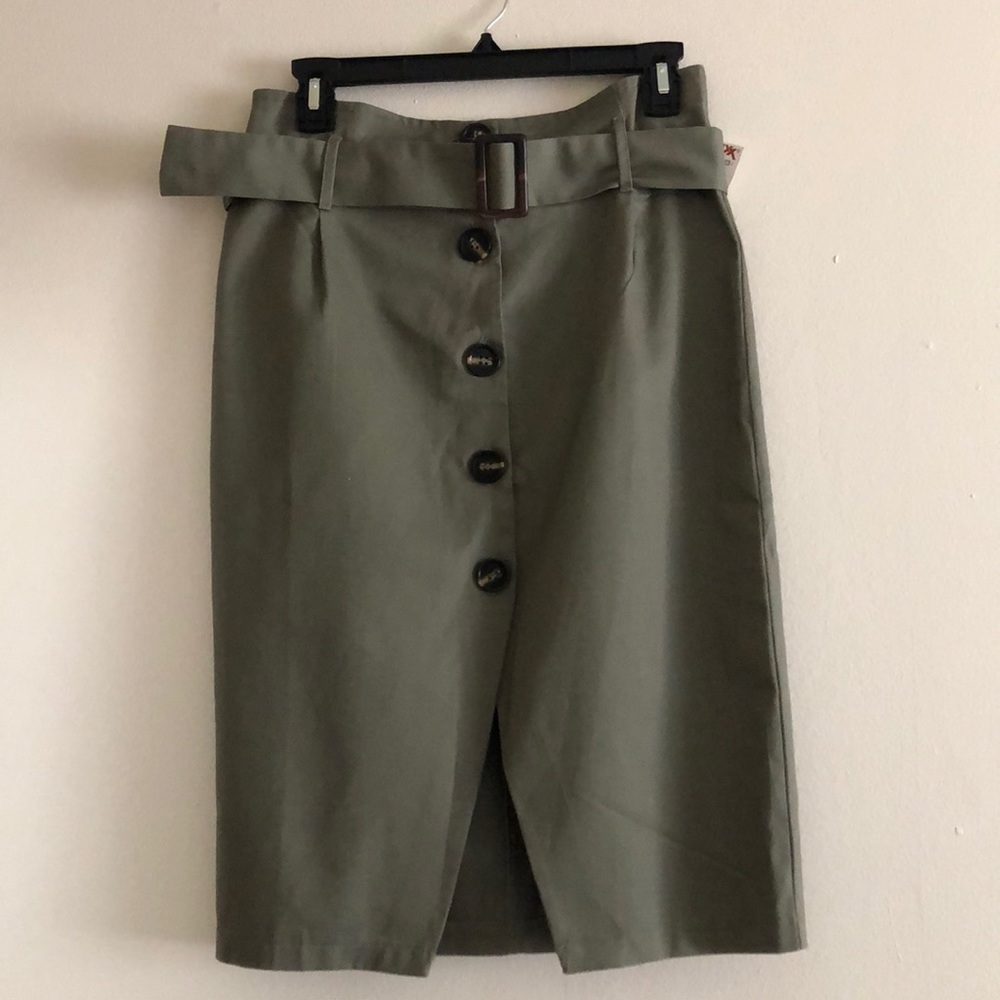 Olive green midi skirt